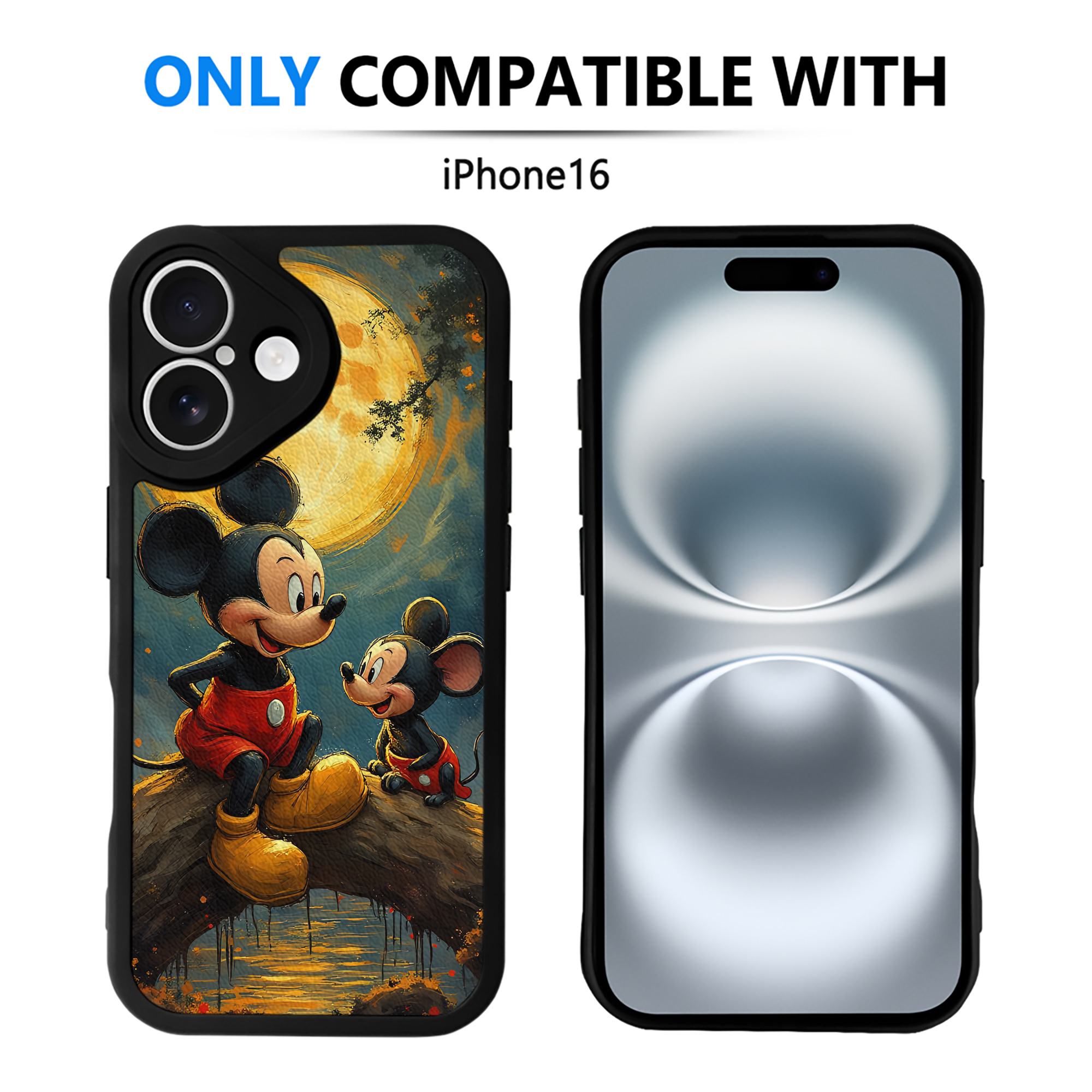 （画像用） ミッキーマウス Mickey Mouse 【iPhone 16シリーズ対応】シリコンスマホケース（レザー調） 材質：シリコン